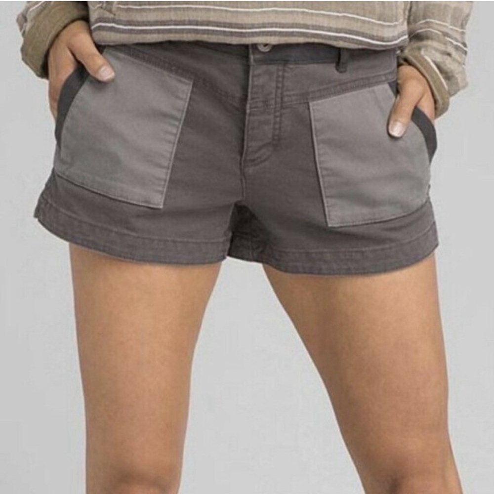 Prana Kittle Shorts Organic Cotton Granite Grey Size 8